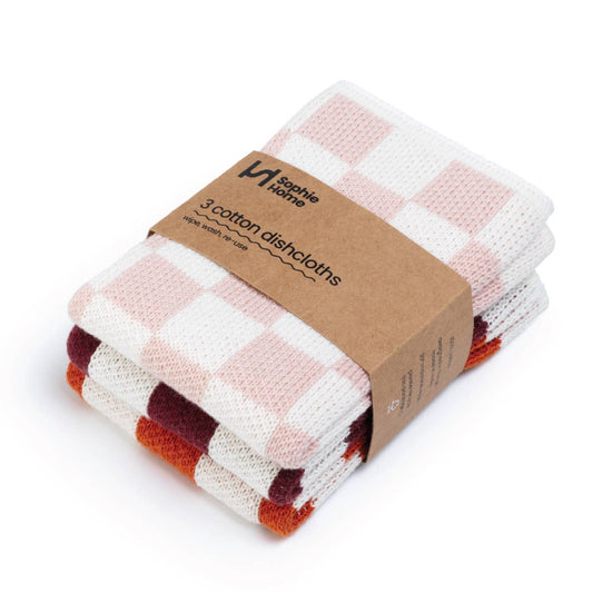 Sophie Home Ltd - Reusable & Eco-Friendly Cotton Knit Dishcloths: Check Orange