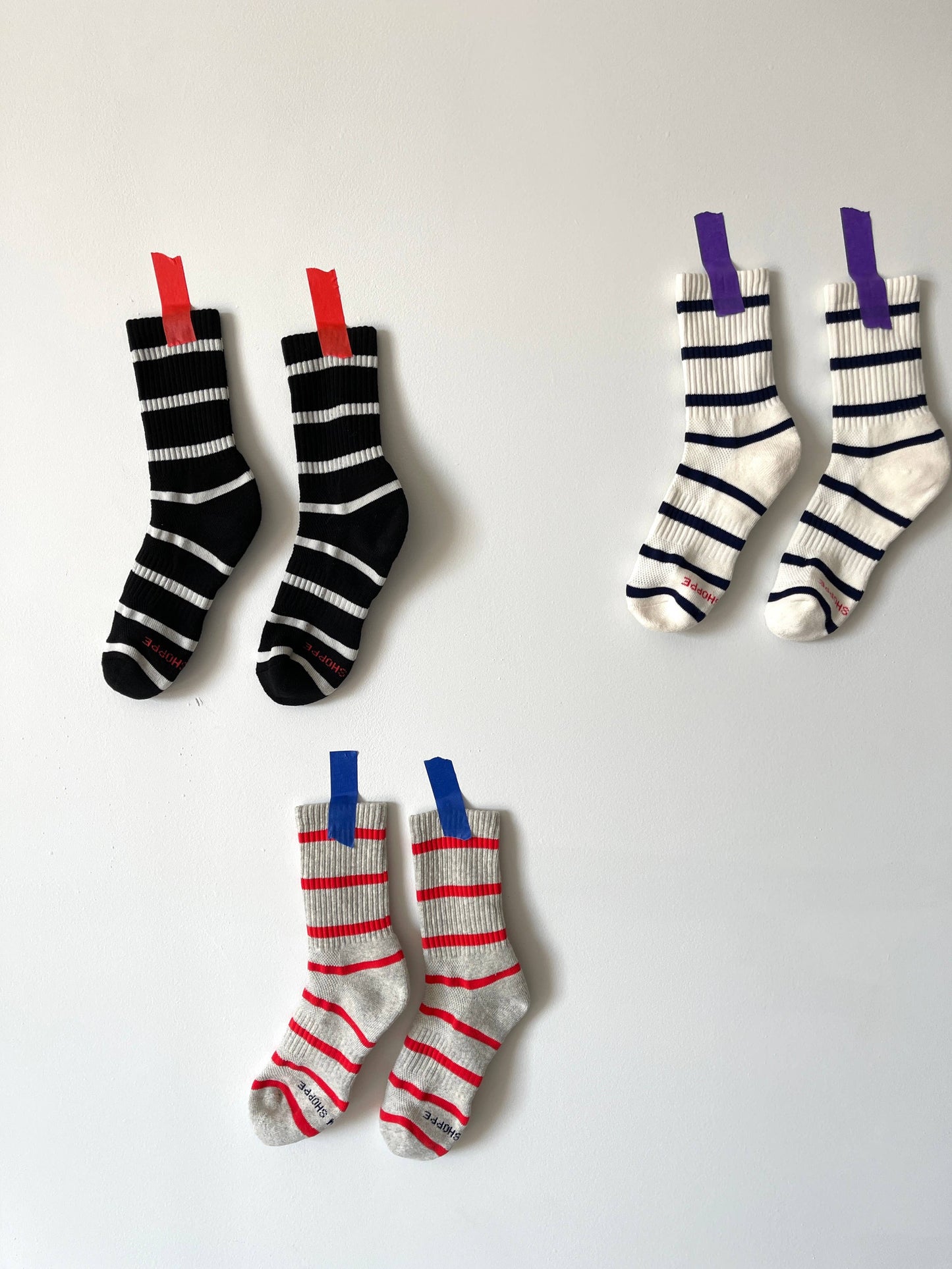 Le Bon Shoppe - Striped Boyfriend Socks: Pink White Stripe