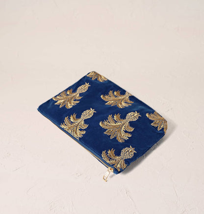 Elizabeth Scarlett Ltd - Pineapple Everyday Pouch: Cobalt / Velvet