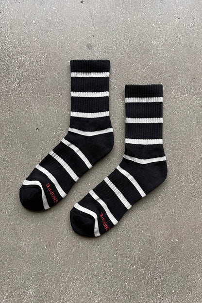 Le Bon Shoppe - Striped Boyfriend Socks: Pink White Stripe