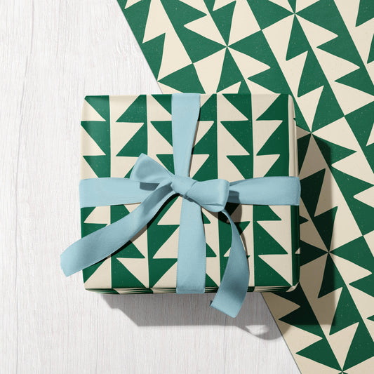 Bird & Co Studio - Geo Pines | Retro Christmas Tree Recycled Gift Wrap Paper