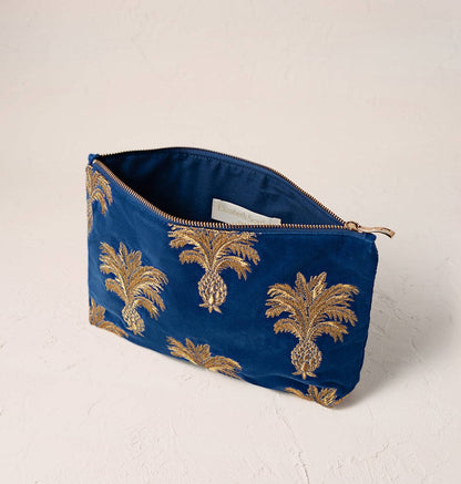 Elizabeth Scarlett Ltd - Pineapple Everyday Pouch: Cobalt / Velvet