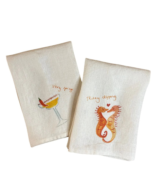 Skinny Dipping & very Spicy - Set of Two Linen Napkins