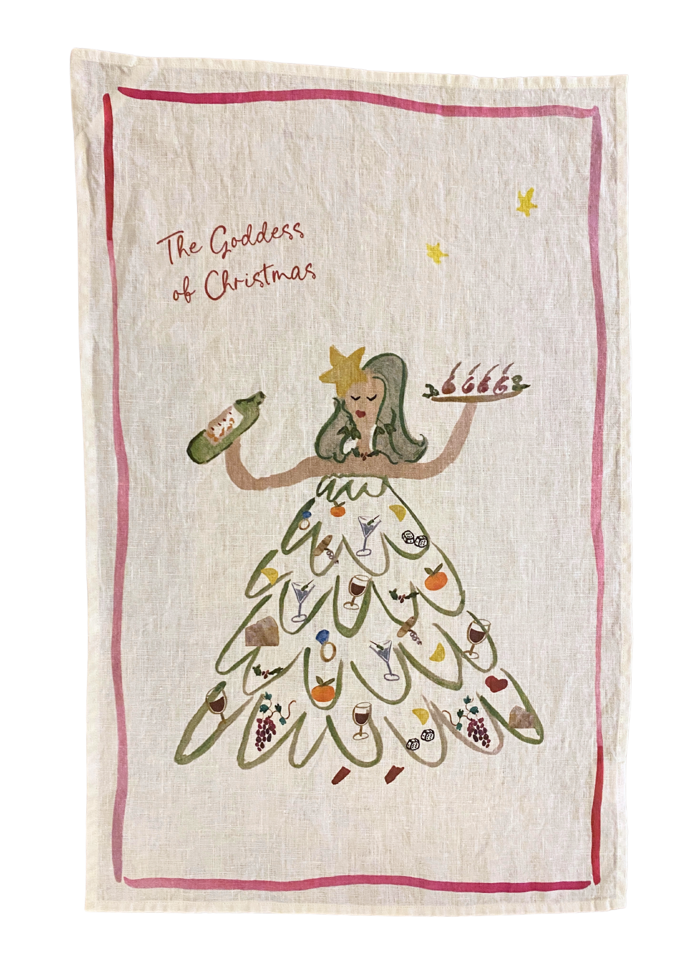 The Goddess of Christmas Linen Teatowel