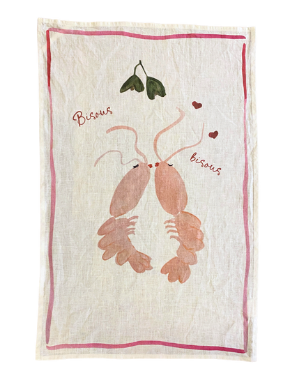 Bisous Bisous Linen Teatowel