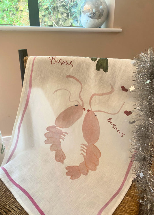 Bisous Bisous Linen Teatowel