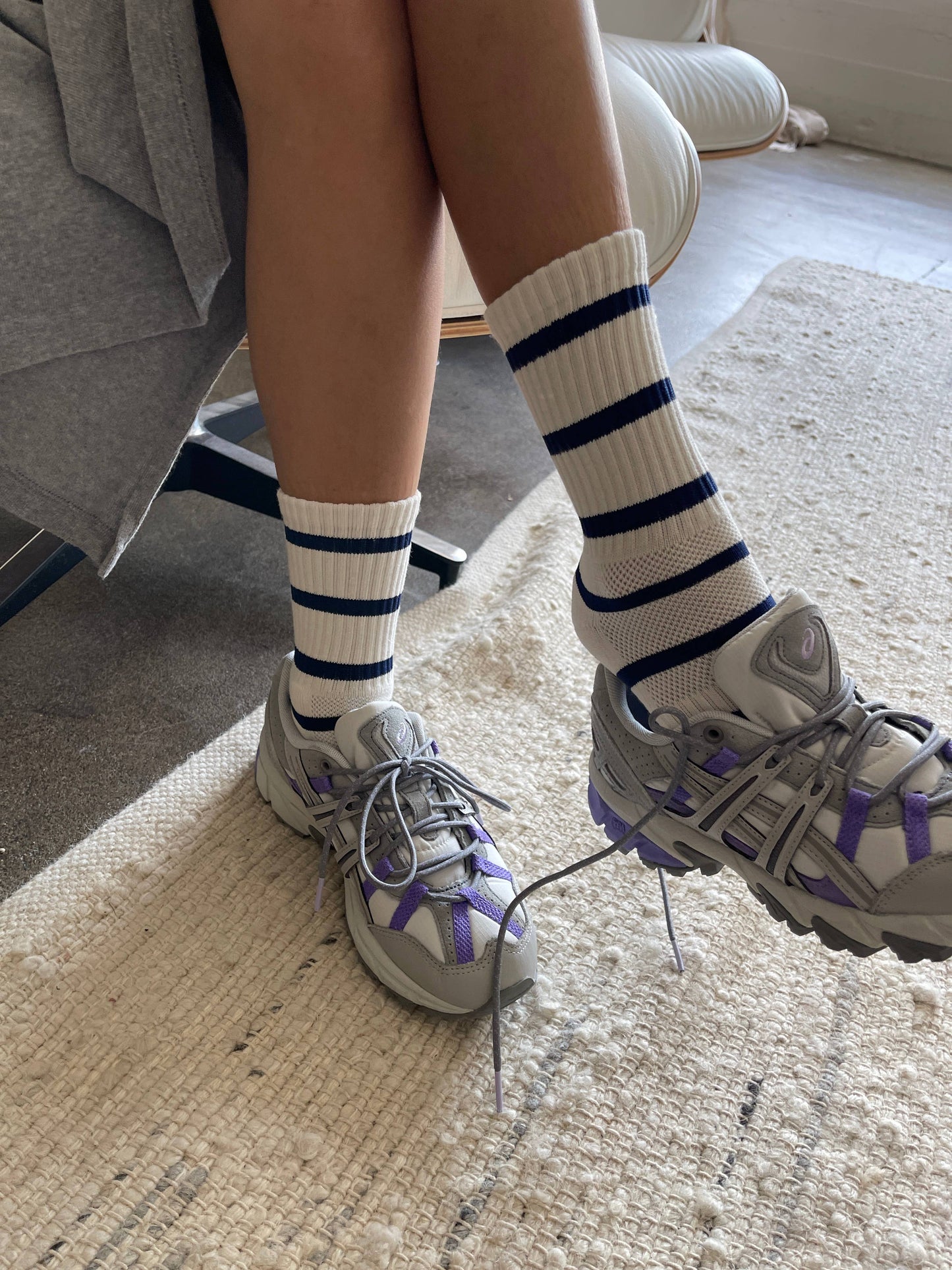 Le Bon Shoppe - Striped Boyfriend Socks: Pink White Stripe