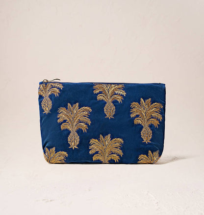 Elizabeth Scarlett Ltd - Pineapple Everyday Pouch: Cobalt / Velvet